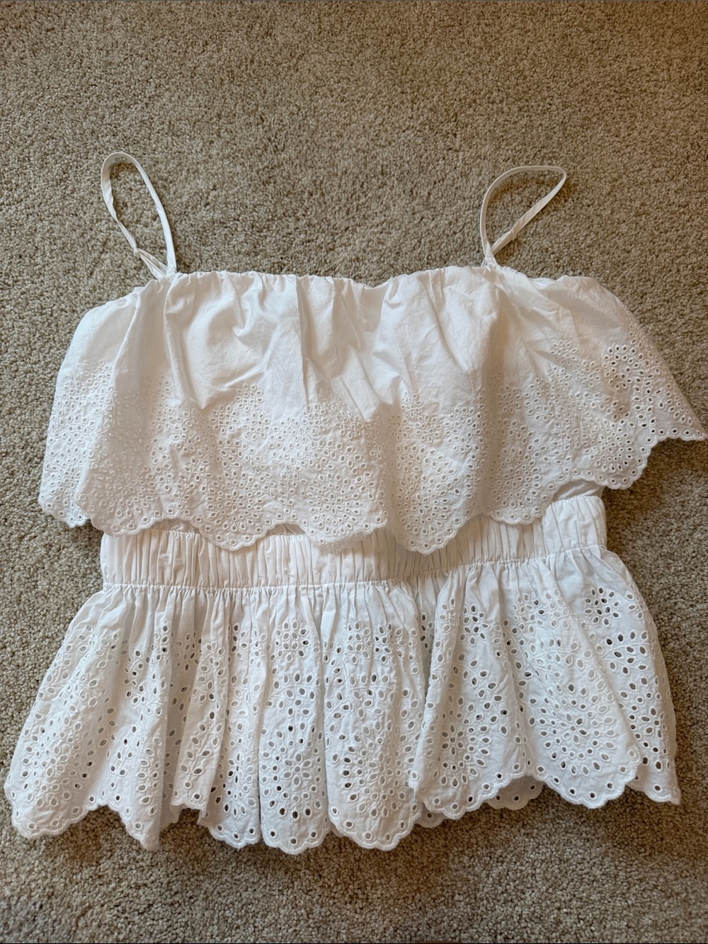GAP Women's White Eyelet Ruffle Camisole Top